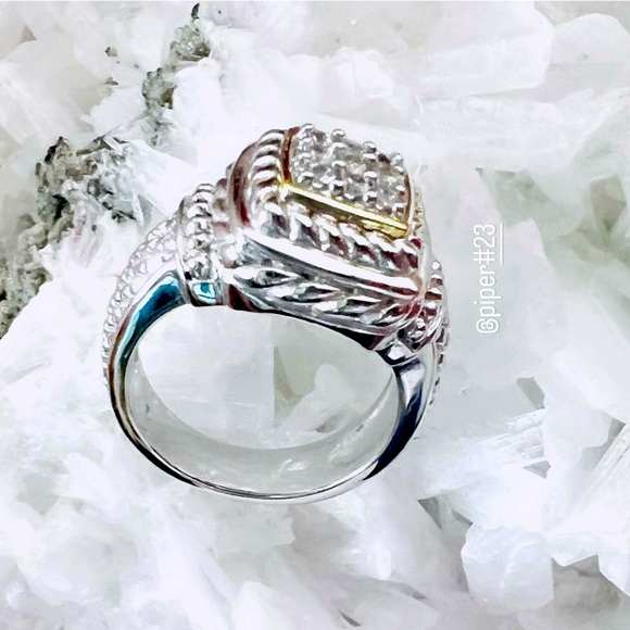 EUC Judith Ripka JR TWO Fontaine Diamond Signet Ring 7 - Picture 4 of 7